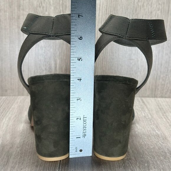 Steve Madden Celebrate Heeled Sandal Womens 9.5M Elastic Ankle Strap Suede Olive - Picture 13 of 13